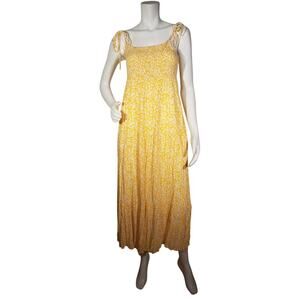Lost + Wonder Womens Sz Large Tangerine Dream Maxi Dress Pockets Radiant Yellow